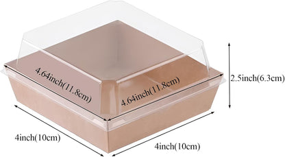 100Pack 4x4x2.5 Inches Charcuterie Boxes with Clear Lids - Bakery, Chocolate Covered Strawberries, Cupcake, Pie, Treat, Macaron Boxes for Christmas, Valentine's