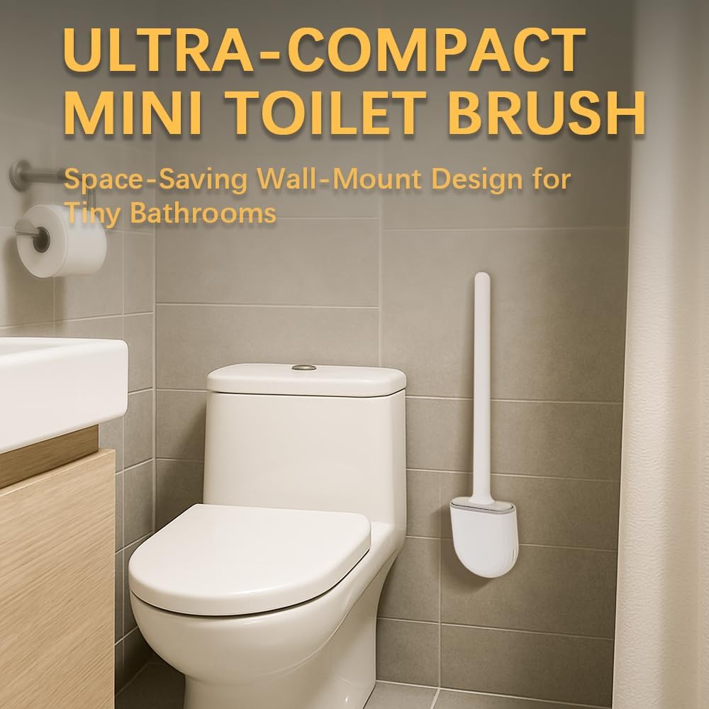 Mini RV Silicone Toilet Brush with TPR Bristles & ABS Detachable Handle Set, Flexible 360°Deep Cleaners Brushes, Wall-Mounted Design for Space-Saving RV Bathrooms Toilet Bowl Brush (Black)