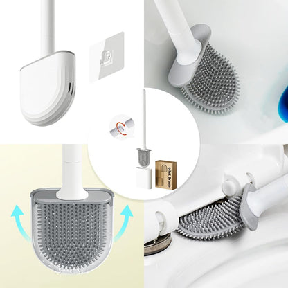 Mini RV Silicone Toilet Brush with TPR Bristles & ABS Detachable Handle Set, Flexible 360°Deep Cleaners Brushes, Wall-Mounted Design for Space-Saving RV Bathrooms Toilet Bowl Brush (Black)