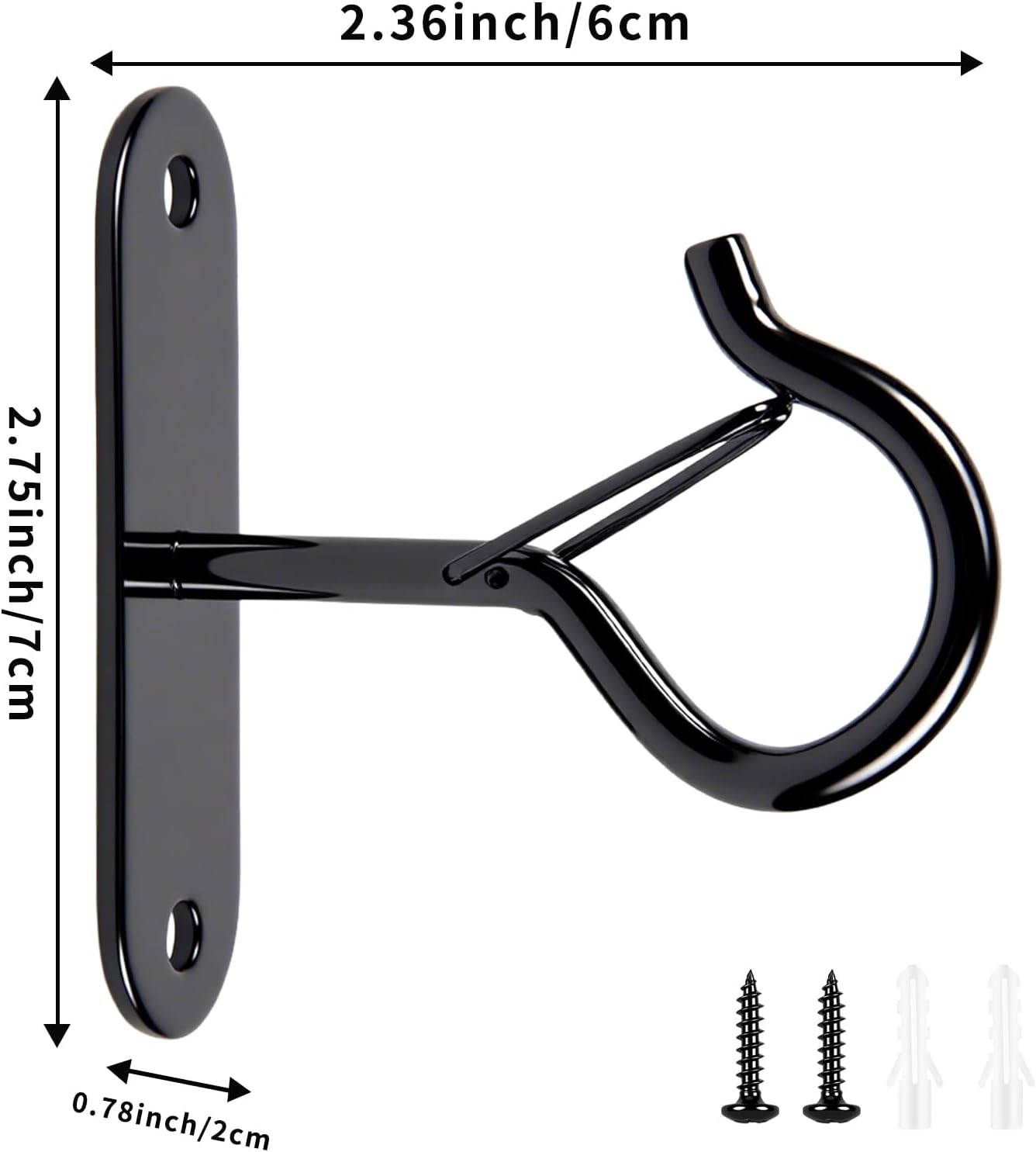 Heavy Duty Ceiling Hooks for Hanging Plants and String Lights, 2.36 Inch Plant Hook with Safety Latch, Ceiling Hanging Hook for Bird Feeders and Lanterns, Indoor Outdoor Use 40 lbs (Black, 6 Pcs)