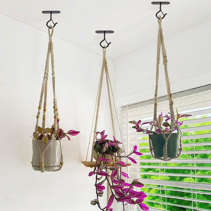 Heavy Duty Ceiling Hooks for Hanging Plants and String Lights, 2.36 Inch Plant Hook with Safety Latch, Ceiling Hanging Hook for Bird Feeders and Lanterns, Indoor Outdoor Use 40 lbs (Black, 6 Pcs)