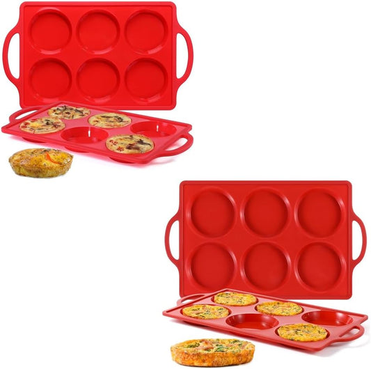 Silicone Muffin Top Pan & Metal Frame Round Egg Baking Pan