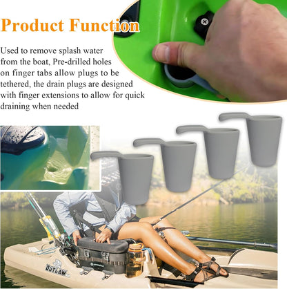 8 Pcs Kayak Scupper Hole Plugs Fits Scupper Holes 1" to 1-3/8", Compatible with Perception Sport Kayak, Dagger, Tarpon, Wilderness Systems sit-on-top Kayaks and Other Seated Kayaks