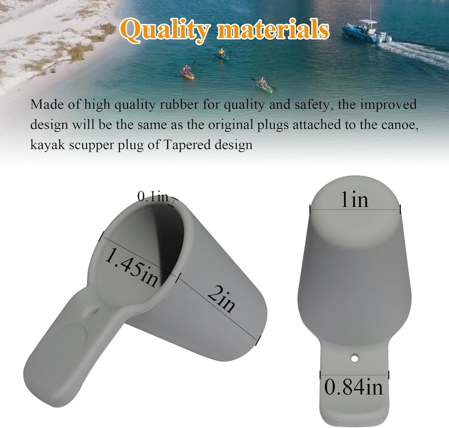 8 Pcs Kayak Scupper Hole Plugs Fits Scupper Holes 1" to 1-3/8", Compatible with Perception Sport Kayak, Dagger, Tarpon, Wilderness Systems sit-on-top Kayaks and Other Seated Kayaks