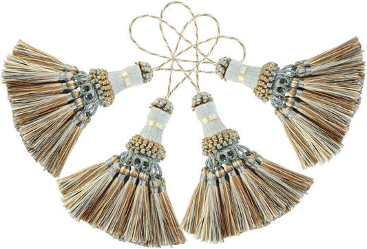 Elegant Polyester Tassel Handmade Colorful Craft Tassels Charms for Key Chain Straps DIY Accessories (Blue, 4 Pack)