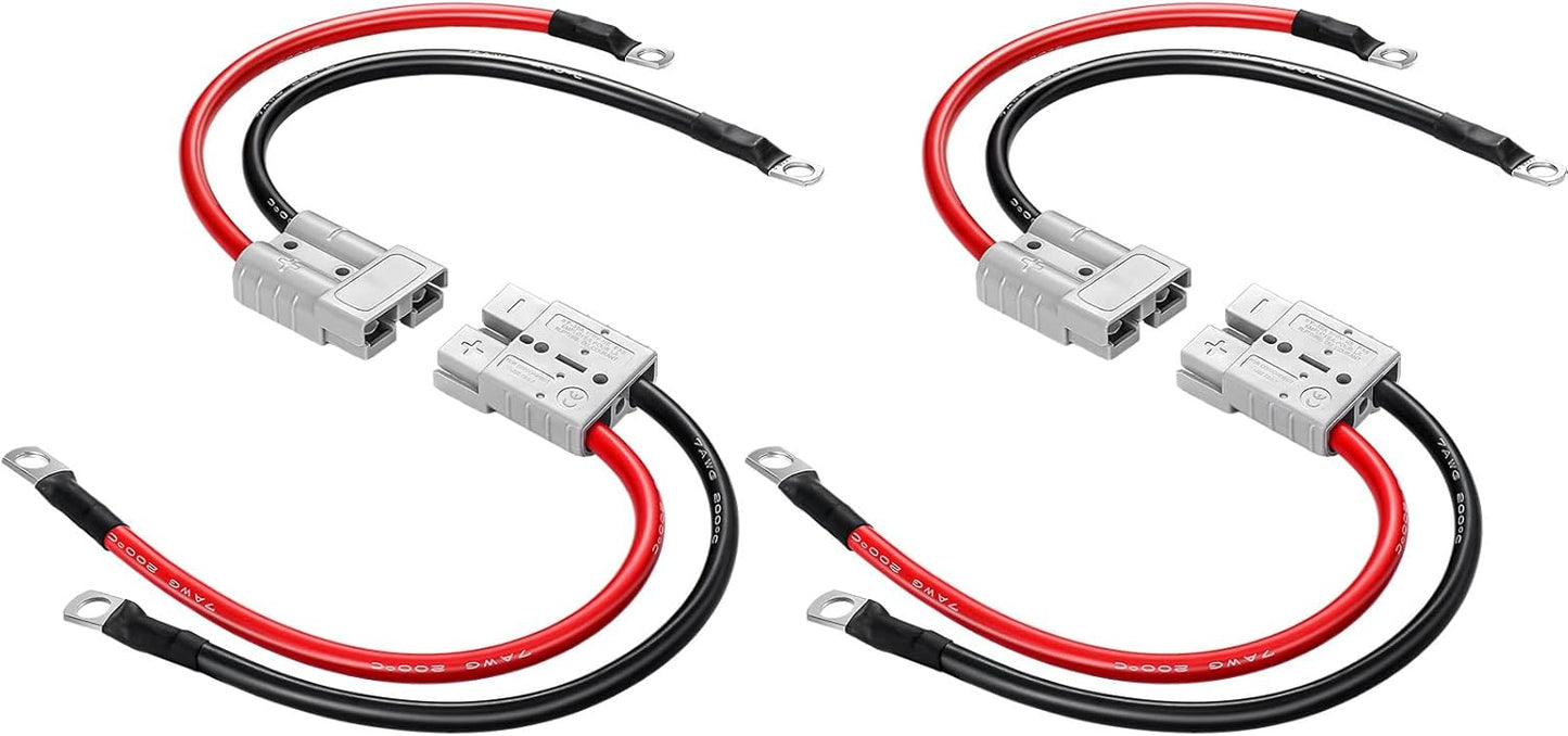 4 Pcs Battery Quick Connector with Copper Ring Compatible with Anderson 50A Winch Power Cable for Lifepo4 Battery Power Transfer Forklift Golf Carts Trailer