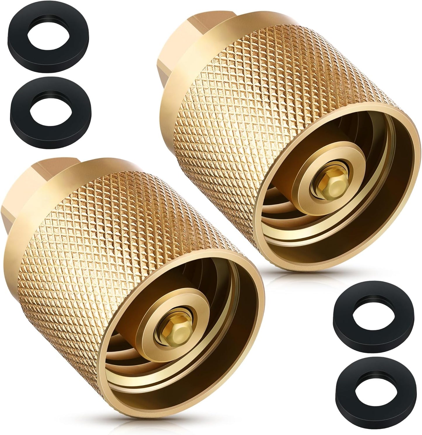 2 Pack Forklift Connector Female, Replacement for 7141F Propane Tank Connector, 1-1/4" Female Inlet x 1/4" NPT Female Outlet, with 4 Pcs Rubber O Rings