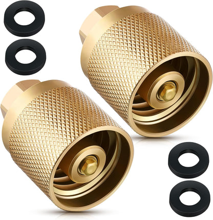 2 Pack Forklift Connector Female, Replacement for 7141F Propane Tank Connector, 1-1/4" Female Inlet x 1/4" NPT Female Outlet, with 4 Pcs Rubber O Rings