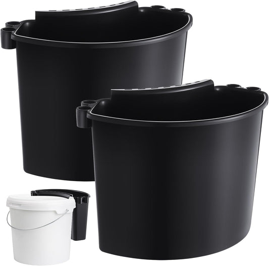 2 Pcs Car Detailing Bucket Organizer 10.2 x 7.8 x 5.5 Inch Car Washing Bucket Caddy Portable Multipurpose Hanging Organizer for Accessories Tool Home Garden Camping (Black)