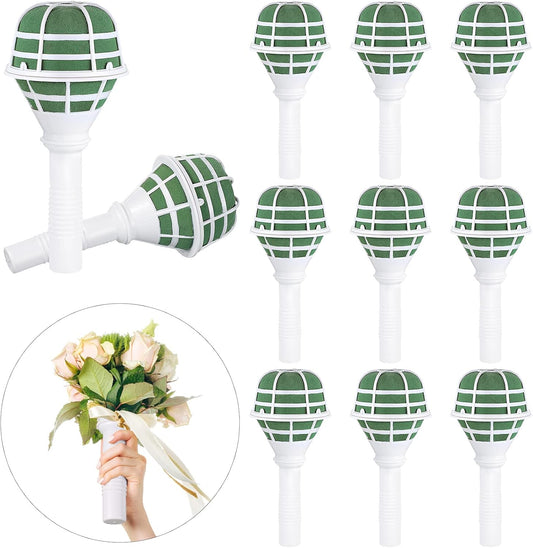 Wedding Bouquet Holder Bridal Bouquet Holders for Artificial Flowers Foam Bouquet Holder Handle for Weddings Flower Arrangement Gardening Supplies (10 Pieces)