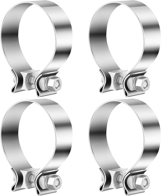 4 Pcs 3 Inch Muffler Clamp, Narrow Band Muffler Clamp Stainless Steel for Pipes and System Repair