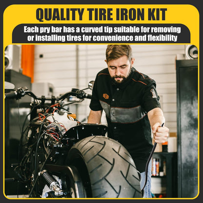 3 Pcs Tire Iron Kit Include 2 Pcs 10" Motorcycle Tire Spoons and a 15" Arc Levers Changing Repair Removal Tools for Dirt Bike Motorcycle ATV