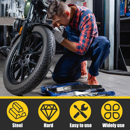 3 Pcs Tire Iron Kit Include 2 Pcs 10" Motorcycle Tire Spoons and a 15" Arc Levers Changing Repair Removal Tools for Dirt Bike Motorcycle ATV