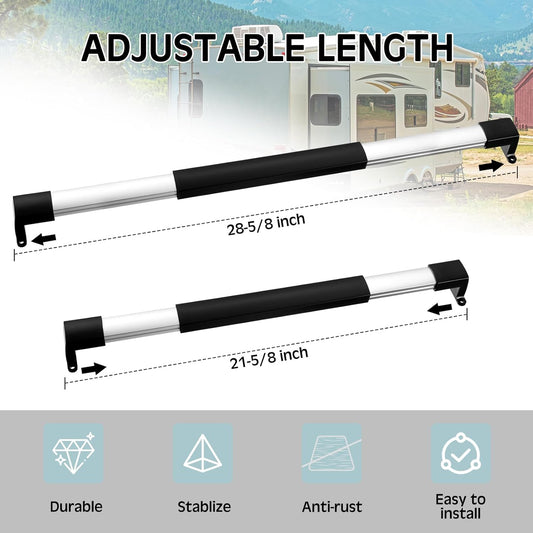 2 Pcs RV Screen Door Handle Cross Bar, Adjustable Camper Door Grab Bar 21-5/8 to 28-5/8 with Non Slip Grip Aluminum Support Handle for Trailer, Motorhome, Truck, Camping, Travel RV Accessories