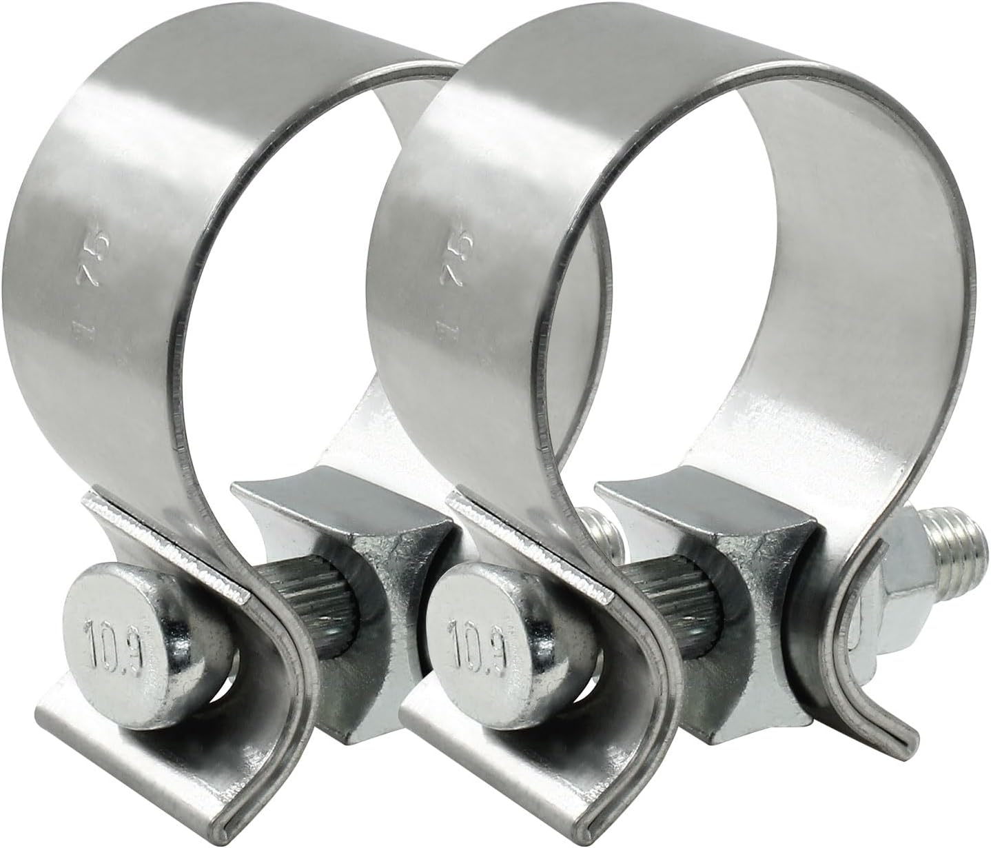 1.75 inch Exhaust Clamp 1 3/4" Stainless Steel Narrow Band Muffler Clamp, 2Pcs