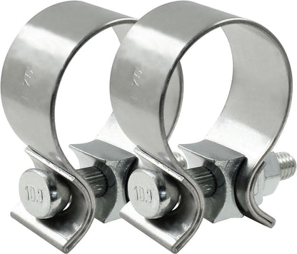 1.75 inch Exhaust Clamp 1 3/4" Stainless Steel Narrow Band Muffler Clamp, 2Pcs
