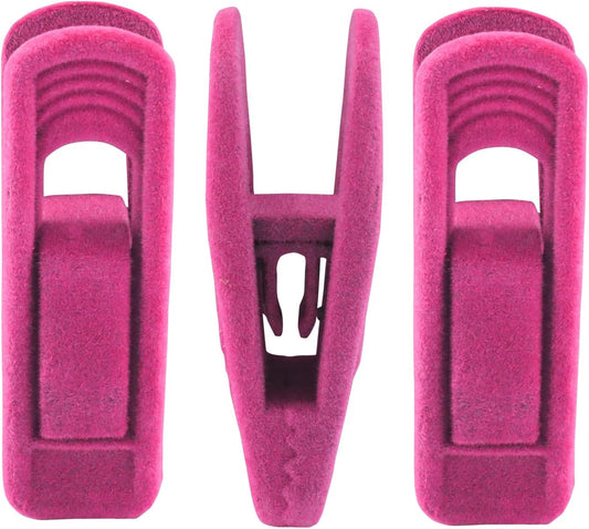 30 Pack Hot Pink Velvet Hanger Clips, Strong Hanger Clips Perfect for Organizing Skirts/Pants/Thin Felt Hangers