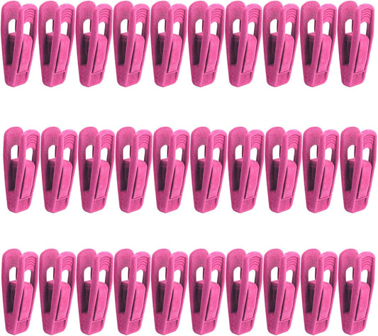 30 Pack Hot Pink Velvet Hanger Clips, Strong Hanger Clips Perfect for Organizing Skirts/Pants/Thin Felt Hangers