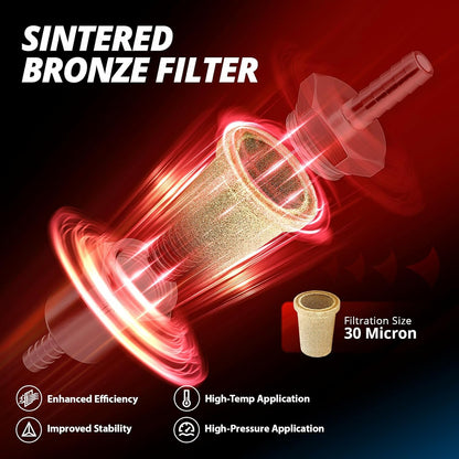 3/8" Barb Billet Inline Fuel Filter 30 Micron Aluminum Black for Car EFI & Carb Fuel Systems, Motorcycle and Boats