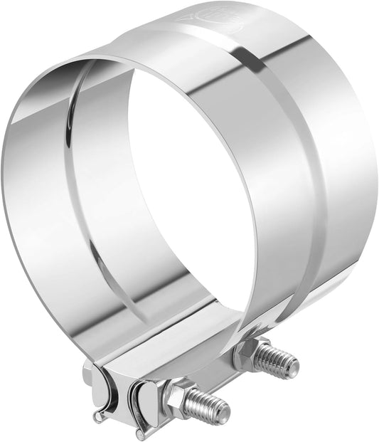 4.0'' Exhaust Clamp, Lap Joint Band Clamp Stainless Steel for Pipes, Mufflers, Catalytic Converters (1PCS, 4.0 inch).