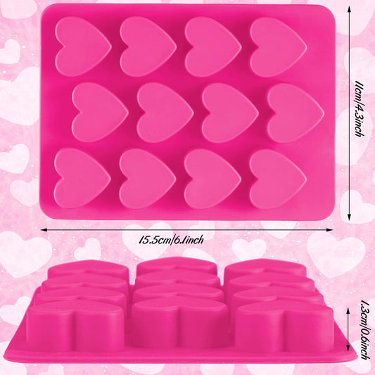 4 Pieces Heart Shaped Silicone Molds Valentine‘s Day Candy Mould Love Chocolate Molds for Valentine Heart Chocolate Candy Ice Cube Soap Cake Decoration
