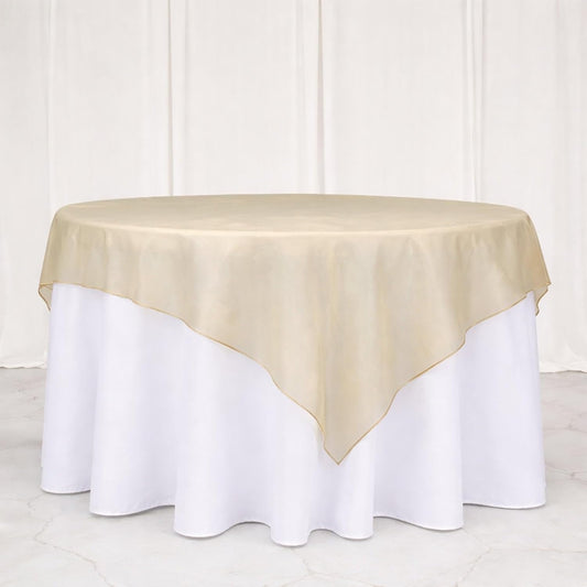 Efavormart 10 Pack Organza Table Overlay 72"x72" Gold - Sheer Table Topper