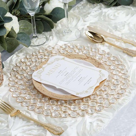 Efavormart 14" Gold Wired Metal Charger Plate With 118 Acrylic Crystal Beads For Weddings Events