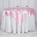 Efavormart Pack of 5 | 60" Satin Square Tablecloth Overlay for Wedding Catering Party Table Decorations Pink Square Tablecloth Cover