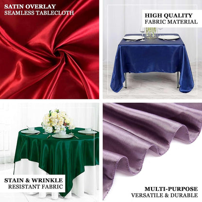 Efavormart Pack of 5 | 60" Satin Square Tablecloth Overlay for Wedding Catering Party Table Decorations Pink Square Tablecloth Cover
