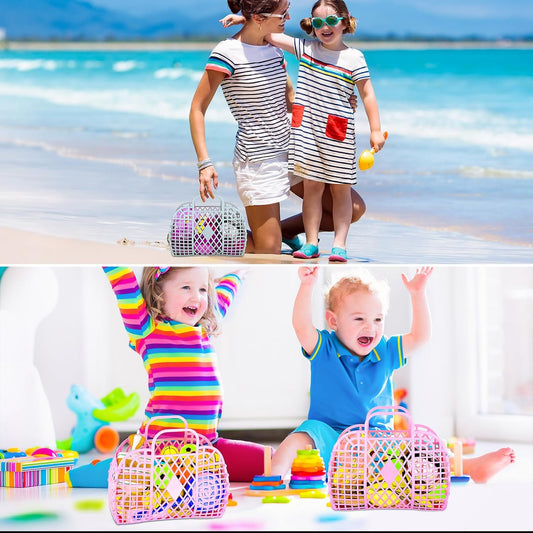 8 Pcs Jelly Bags Bulk Jelly Purse Plastic Basket Party Favor Beach Handbags Easter Egg Basket for Women Girls Kids