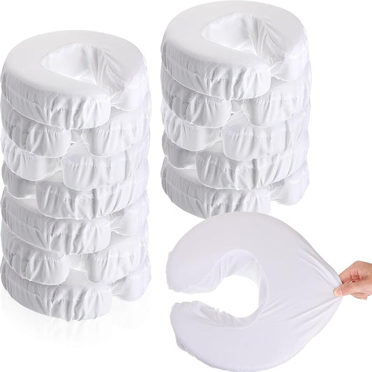 12 Pcs Face Cradle Covers for Massage Head Rest Microfiber Reusable Soft Thicker Massage Table Face Covers Oil Proof Headrest Cradle Sheets for Spa Beauty(White)