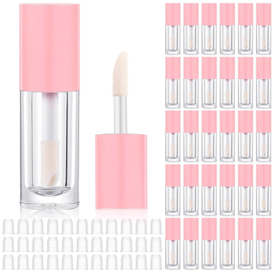 30 Pcs Pink 6ml Empty Lip Gloss Tubes with Wand Bulk Lip Refillable Gloss Containers Cosmetic Bottles with Rubber Stoppers for Lipstick Eyelash Growth Liquid DIY Makeup Kit