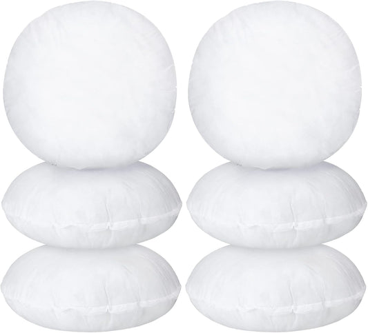 6 Pcs Round Pillow Insert Bulk White Decorative Throw Pillows Insert for Sofa, Cushion and Bed(16 Inch)