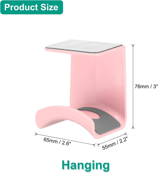 Headphone Stand, 2 Pcs ABS Headset Holder Adhesive Headphone Holder Hook Mount Headphone Hanger Hook Under Desk for Gaming Headphones Earphones Cables, Pink(Hanging)