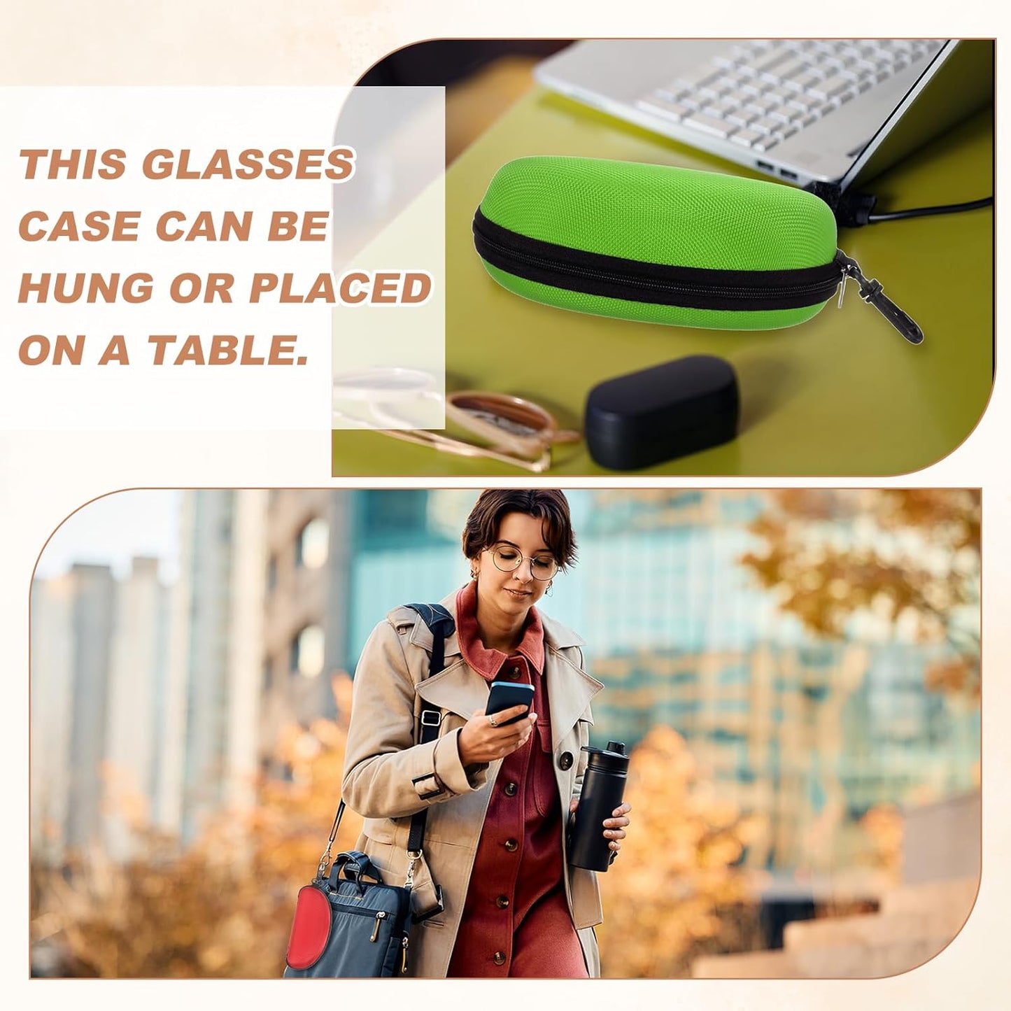 Sunglasses Soft Case, Zipper Eyeglass Case, Portable Hard Shell Sunglasses Holder with Metal Hook for Sport