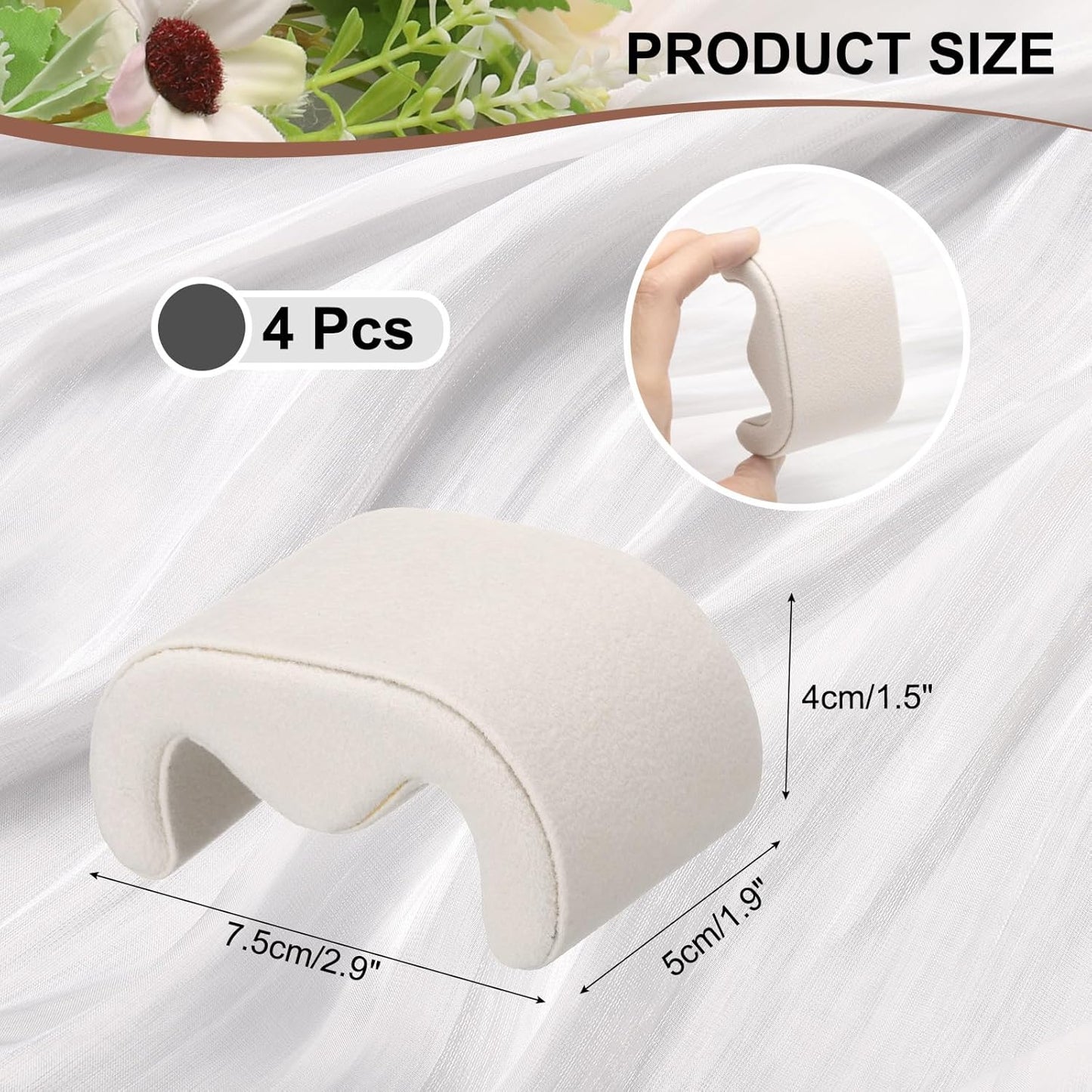 4pcs Watch Case Pillows, M Shaped Watch Display Pillow Velvet Watch Cushion Replacement for Watch Bracelet Display Storage Beige