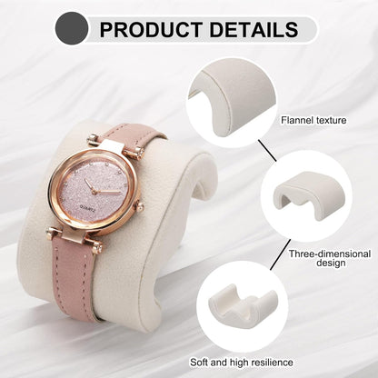 4pcs Watch Case Pillows, M Shaped Watch Display Pillow Velvet Watch Cushion Replacement for Watch Bracelet Display Storage Beige