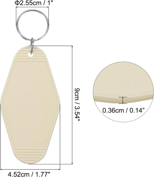40pcs Hotel Keychains Blank Vintage Plastic Rhombus Motel Keychains Hotel Key Tags Rings for DIY Luggage Labels