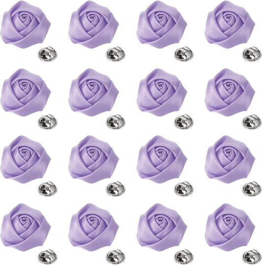 Lapel Flowers for Men Suits, Lapel Pin for Men Satin Rose Artificial Fabric Flowers Brooch Boutonnieres for Wedding Party Prom Ceremony