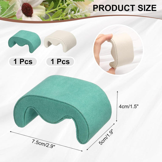 2pcs Watch Case Pillows, m Shaped Watch Display Pillow Velvet Watch Cushion Replacement for Watch Bracelet Display Storage Beige Green