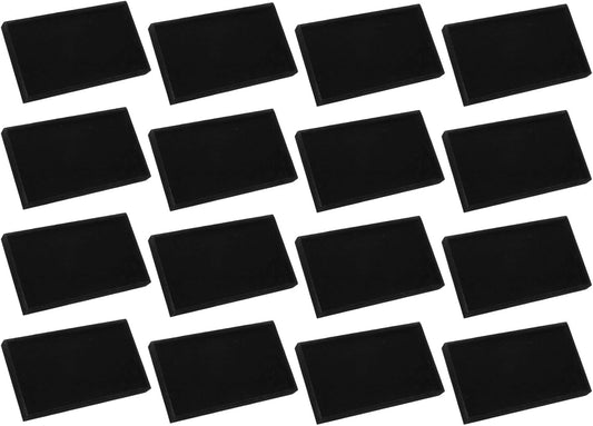 16PCS Jewelry Organizer Tray Stackable, Wooden Jewelry Containers Velvet Drawer Organizer Inserts Holder for Earrings Necklaces Rings Bracelet (8.5" x 5.1" x 1" Black)