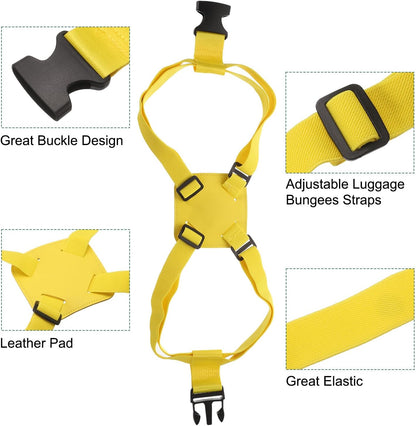 2 Pcs Luggage Straps Bungees Adjustable Luggage Strap Buckle Carry Bag Elastic Suitcase Strap Belt Airport Travel Accessories for Travel Baggage Handbag Add Bag, Yellow