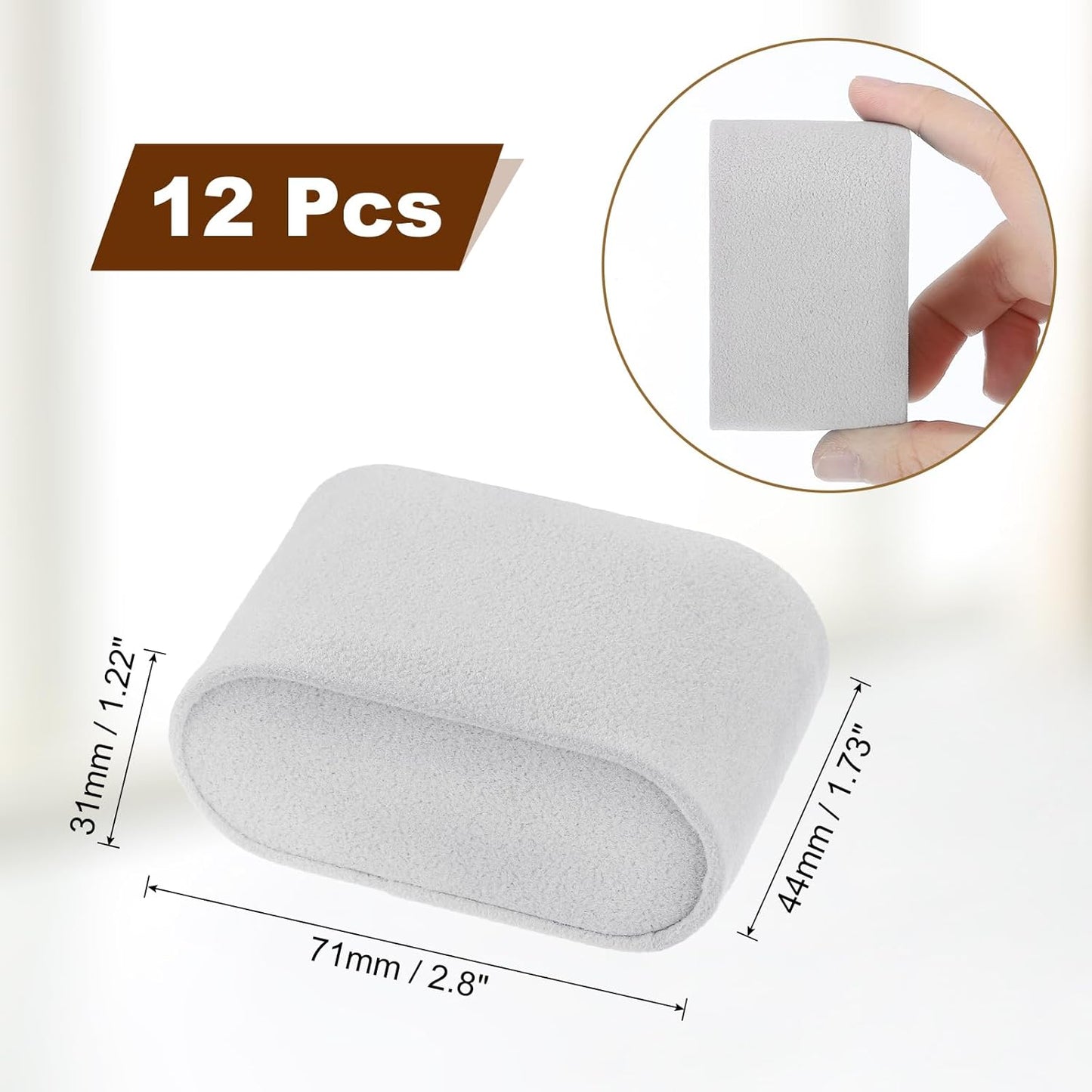 12 Pcs Watch Display Pillow, 2.8x1.7x1.2 Inch Flannelette Bracelet Pillows, Display Storage Cushion for Watch Bangle Jewelry, Grey