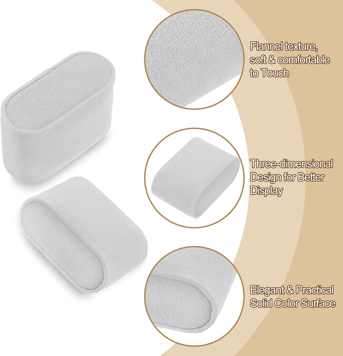 12 Pcs Watch Display Pillow, 2.8x1.7x1.2 Inch Flannelette Bracelet Pillows, Display Storage Cushion for Watch Bangle Jewelry, Grey