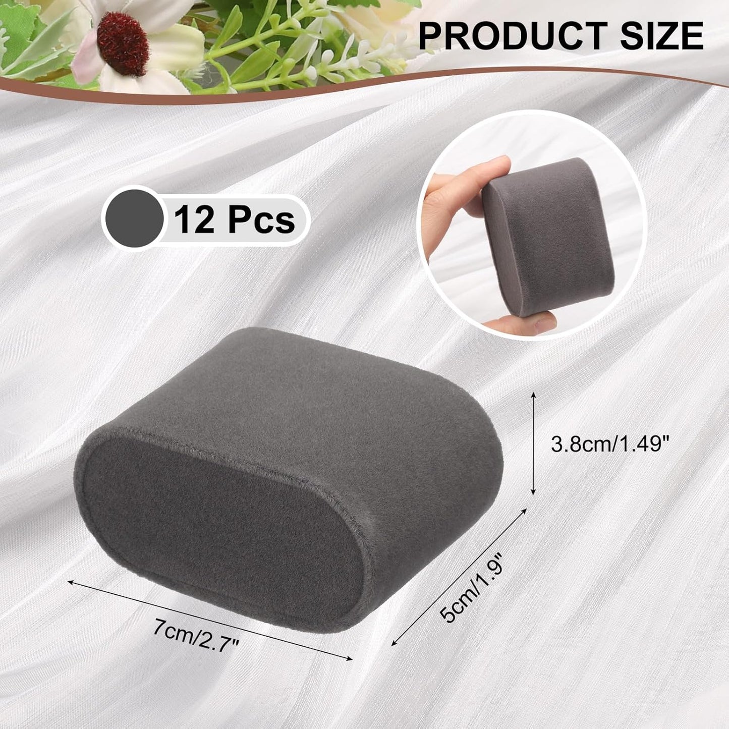 12pcs Bracelet Watch Pillow Velvet Jewelry Display Pillows Cushion Pad Watch Storage Pillow for Watch Box Grey