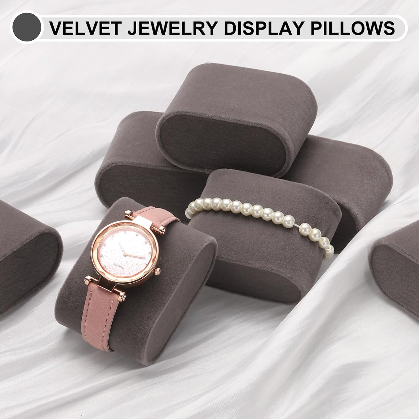 12pcs Bracelet Watch Pillow Velvet Jewelry Display Pillows Cushion Pad Watch Storage Pillow for Watch Box Grey