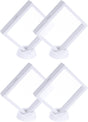 4 Pcs 3D Floating Display Case, 4.33 x 4.33 Inch Floating Frame Display Holder Stand, Transparent PE Jewelry Storage Box, White