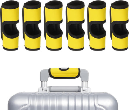 6 Pcs Luggage Handle Wrap, Hollow Neoprene Handbag Grip Cover Protector Luggage Identifiers Suitcase Handle Wraps for Luggage Suitcase Travel Bags, Yellow