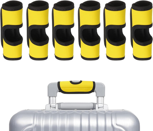 6 Pcs Luggage Handle Wrap, Hollow Neoprene Handbag Grip Cover Protector Luggage Identifiers Suitcase Handle Wraps for Luggage Suitcase Travel Bags, Yellow