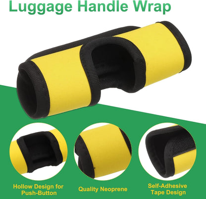 6 Pcs Luggage Handle Wrap, Hollow Neoprene Handbag Grip Cover Protector Luggage Identifiers Suitcase Handle Wraps for Luggage Suitcase Travel Bags, Yellow
